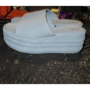 No Boundaries NOBO Pastel Blue Vegan Leather Platform Slides Sandals size 6